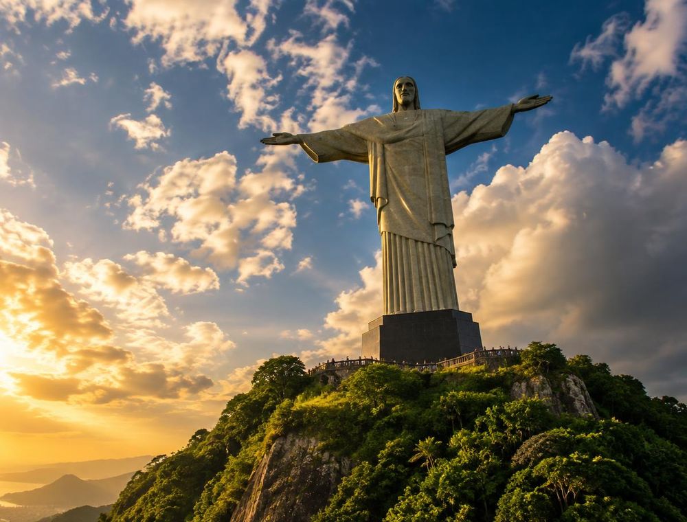 Cristo Redentor ao pôr do sol